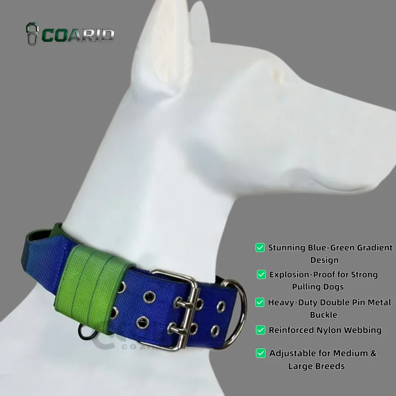 

Gradient Tactical Dog Collar, 5cm Wide Heavy Duty Padded Nylon Collar, Adjustable for Medium Large Dogs