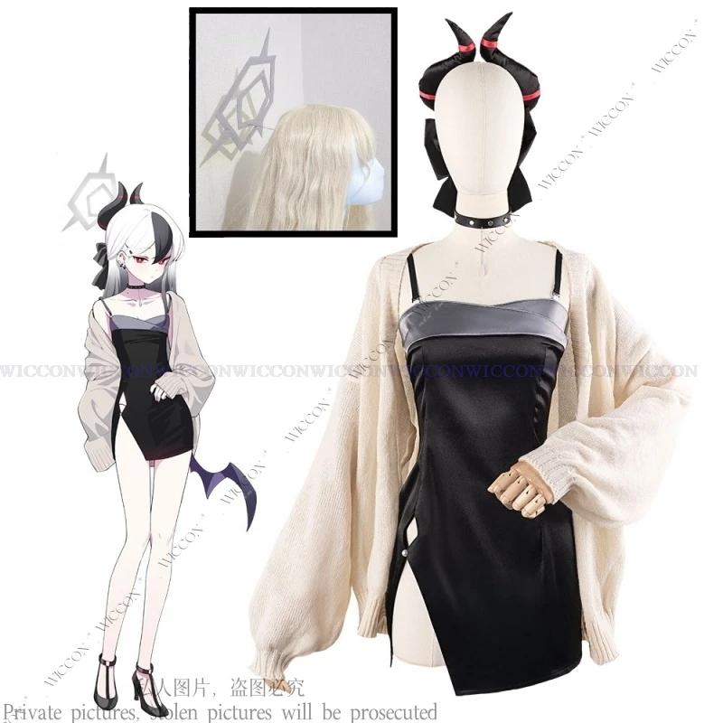 Kayoko Onikata Anime Blue Game Archive Cosplay Costume Anime Dresses Christmas Halloween Wig Headwear Black And White Woman