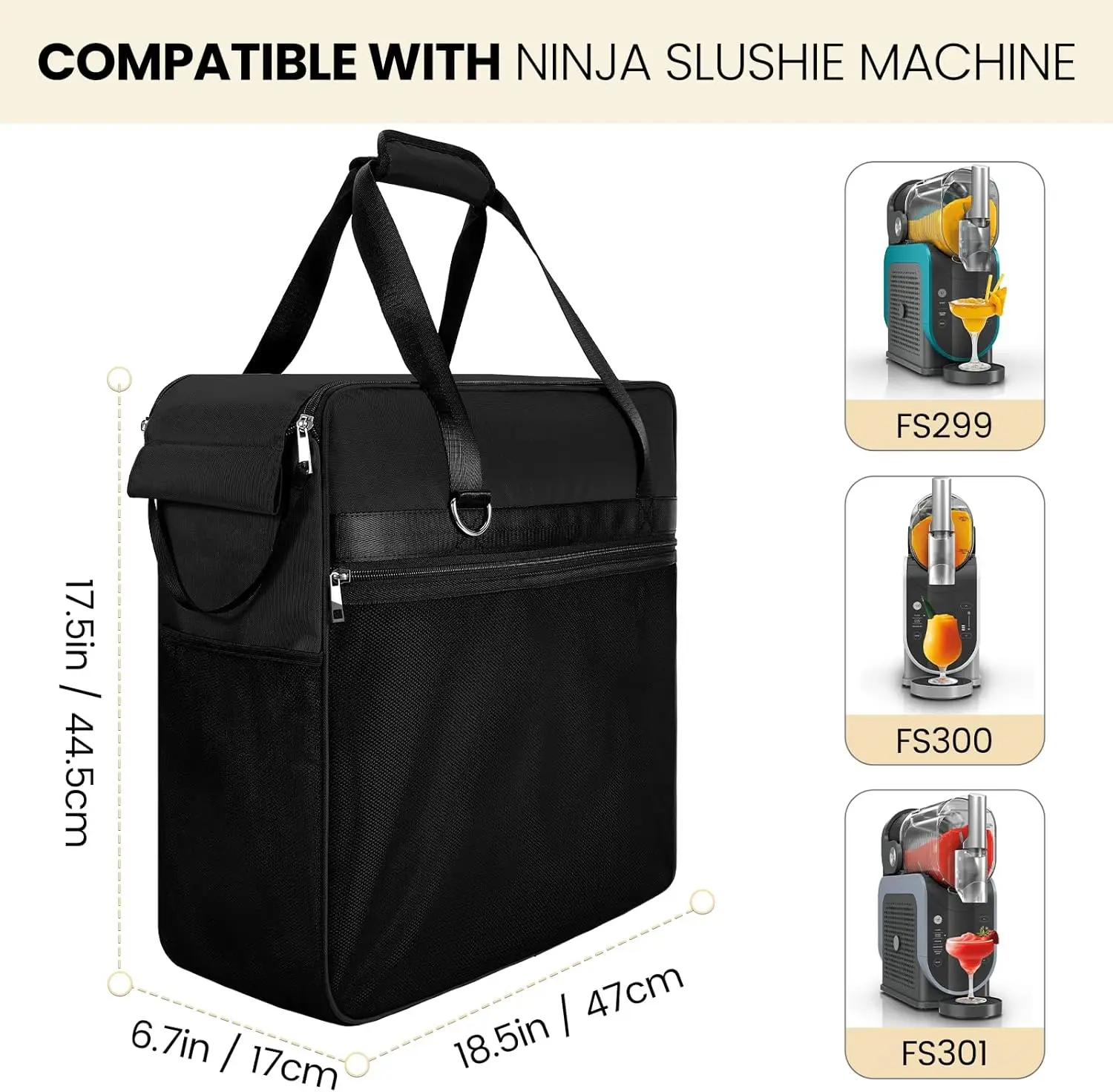 Carrying Bag for Ninja Slushie Machine FS301 & FS300 - Side Opening for Easy Access, Thickly Padded Protective Cover