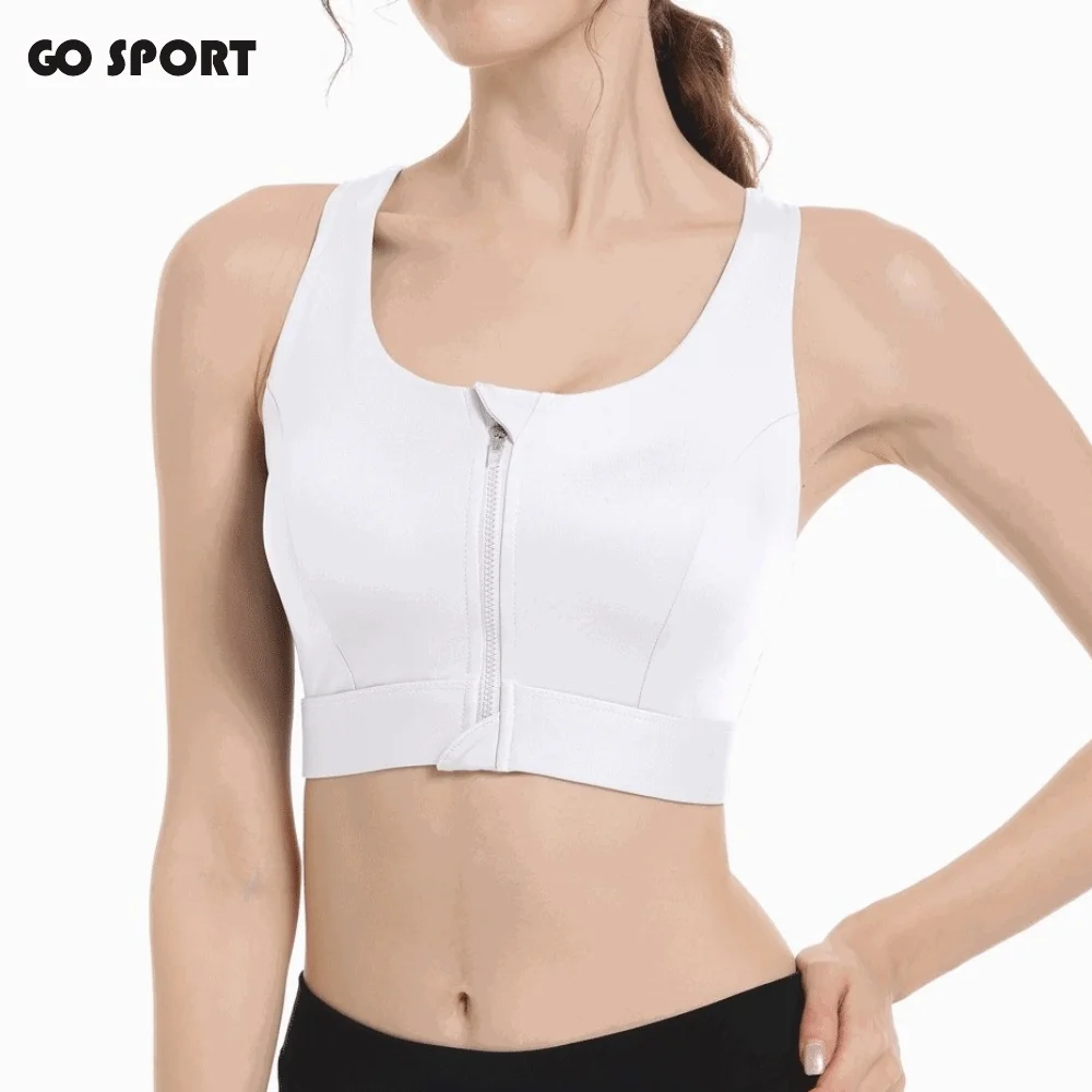 

High Impact Front Zipper Sports Bra One-pad Anti-sagging Yoga Underwear Zipper Slim Fit Shockproof Brassiere Sports Fitness