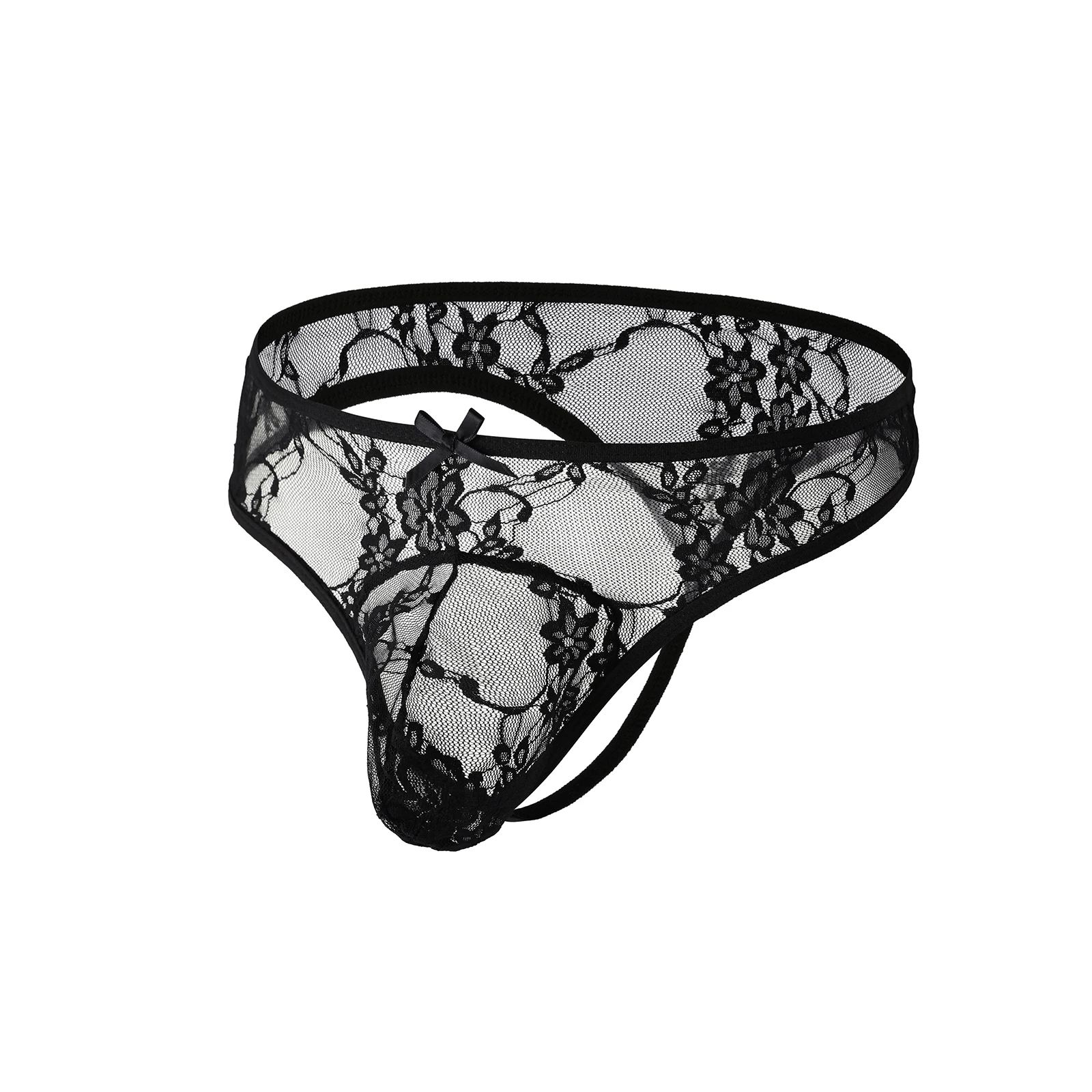 CLEVER-MENMODE 3/ kit Lace Underwear Bikini Men Thong Sexy Panties Tanga G String Penis Pouch Underpants Black Bow Tie T-back