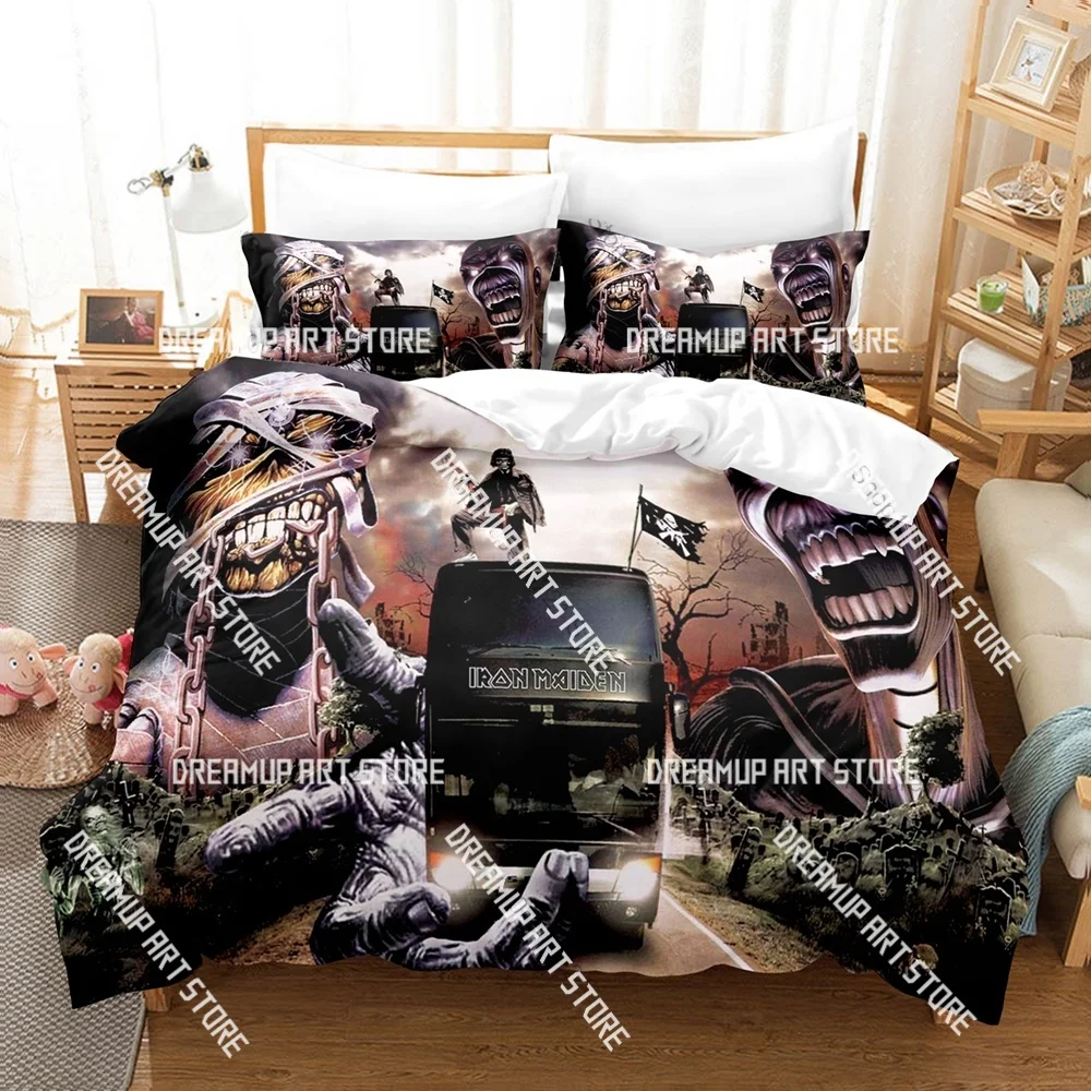 3D Printed Music Iron Heavy Metal Band M-Maiden Bedding Set for Boys Girls Duvet Cover Twin Queen King Full Single Double Sizes