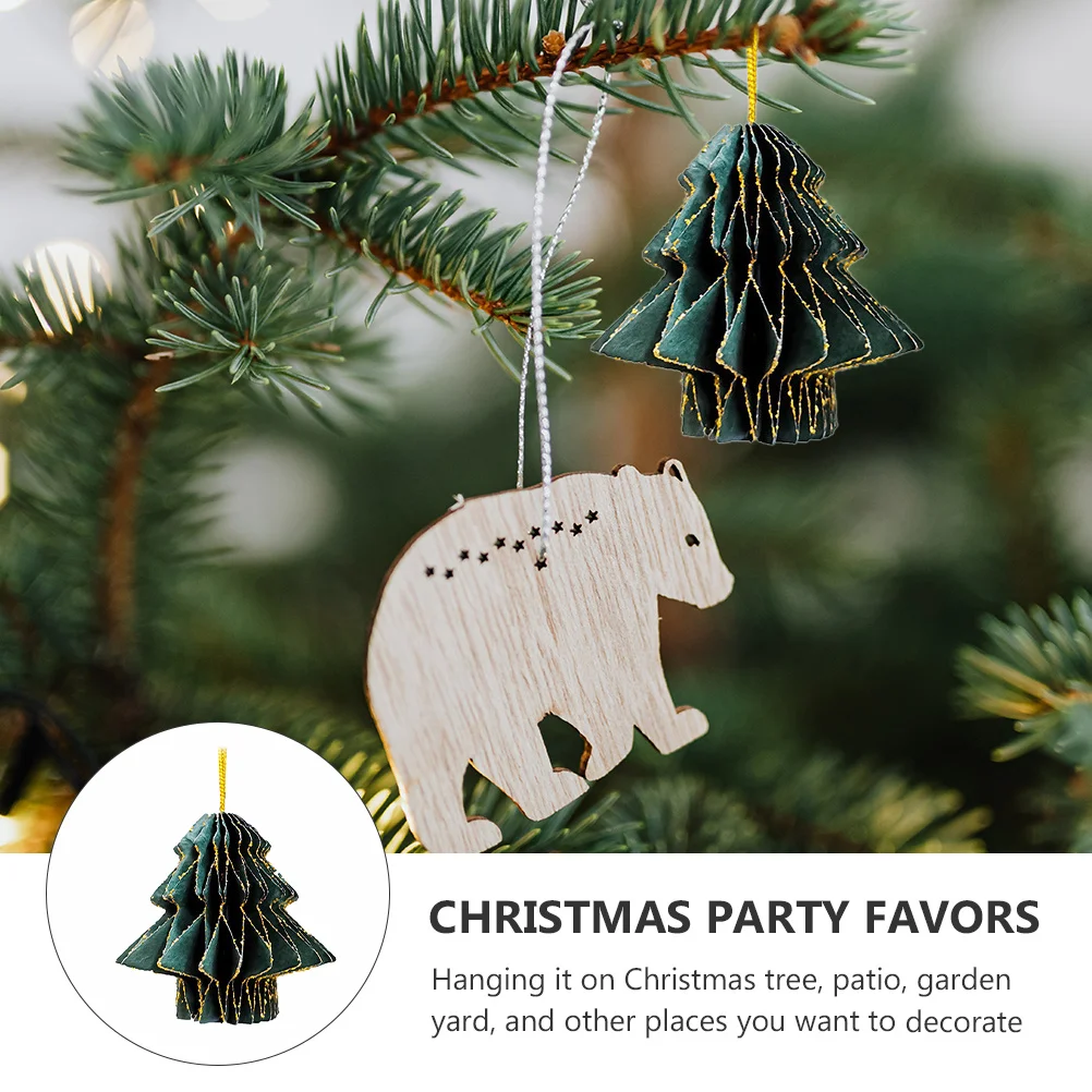 

3pcs Christmas Tree Hanging Decorations Honeycomb Paper Ball Ornaments Xmas Party Favors Holiday Garden Yard Pendant