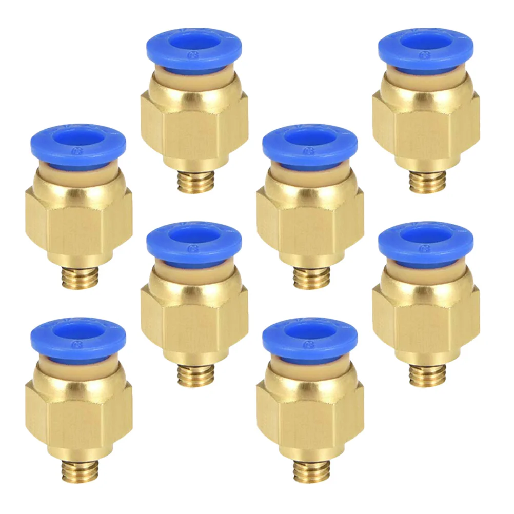 8Pcs 3D Printer Pneumatic Fittings Brass Connectors Oxidation Resistant Long Service Life Thread Adapters High Precision