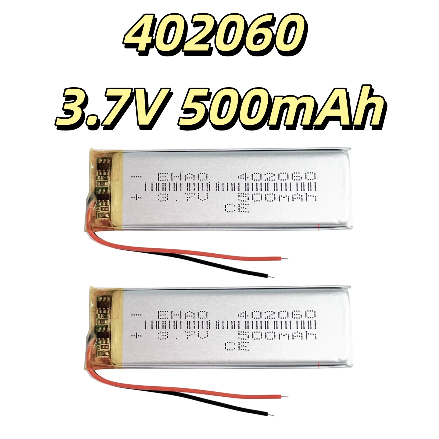 402060 3.7V 500mAh Rechargeable Lithium Polymer Battery Replacement for Mini Massager, Voice Recorder, Smart Watch, GPS Cell