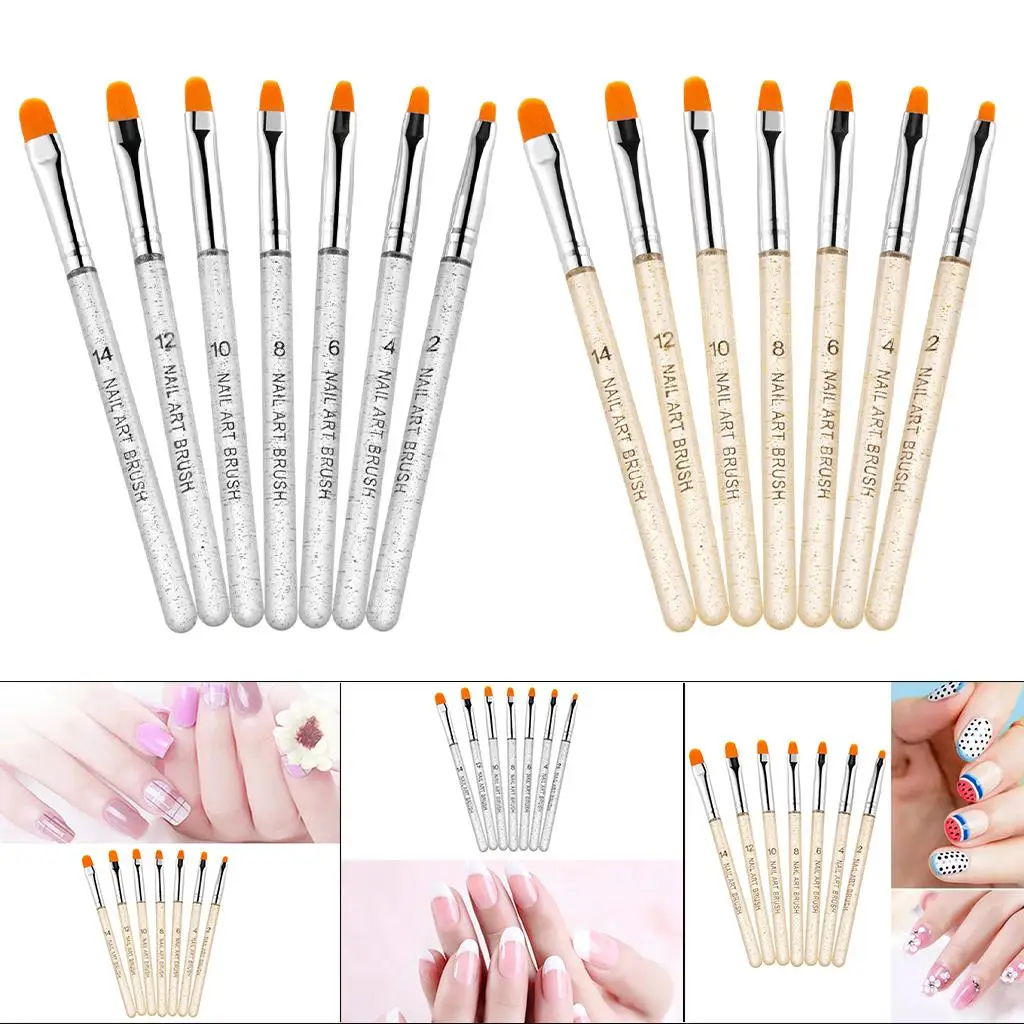 7 stks/set Gel Nail Art Brush Pen Acryl Platte Ronde Valse Tips Builder voor