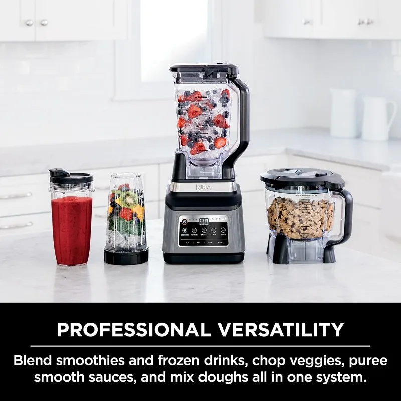 Ninja BN801 Professional Plus Kitchen System, 1400 WP, 5 Functions for Smoothies, Chopping, Dough & More with Auto IQ 72 64 24
