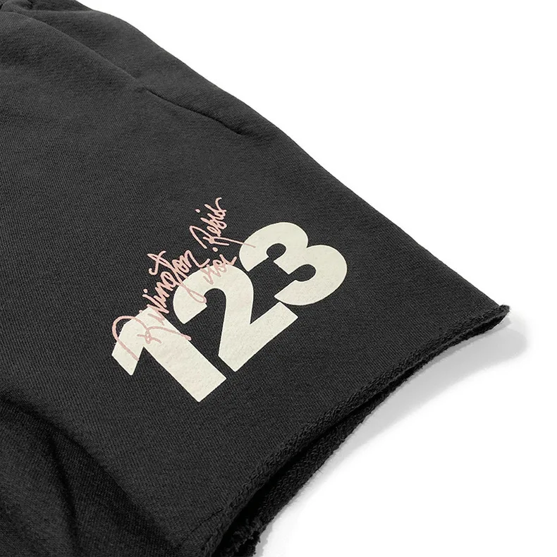 2025 Top Quality RRR123 High Street Loose Sports Five Pants Old Wash Printed American Drawstring Shorts Men's Beach Pants