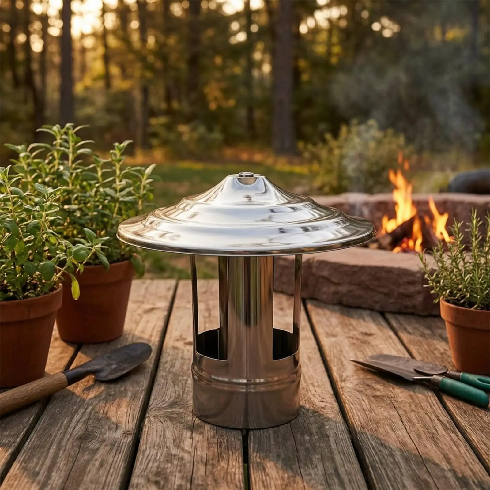 Thickened Steel Chimney Rain Cap 26cm Wide Flue Cover for Fireplace Smoke Vent