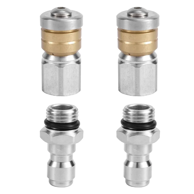 A03F-4 Stuks Rioolreinigingsmondstuk Set, Voor Hogedrukreiniger Afvoer Jet Slang Tips Met 1/4 Inch NPT Snelkoppeling 5000 PSI