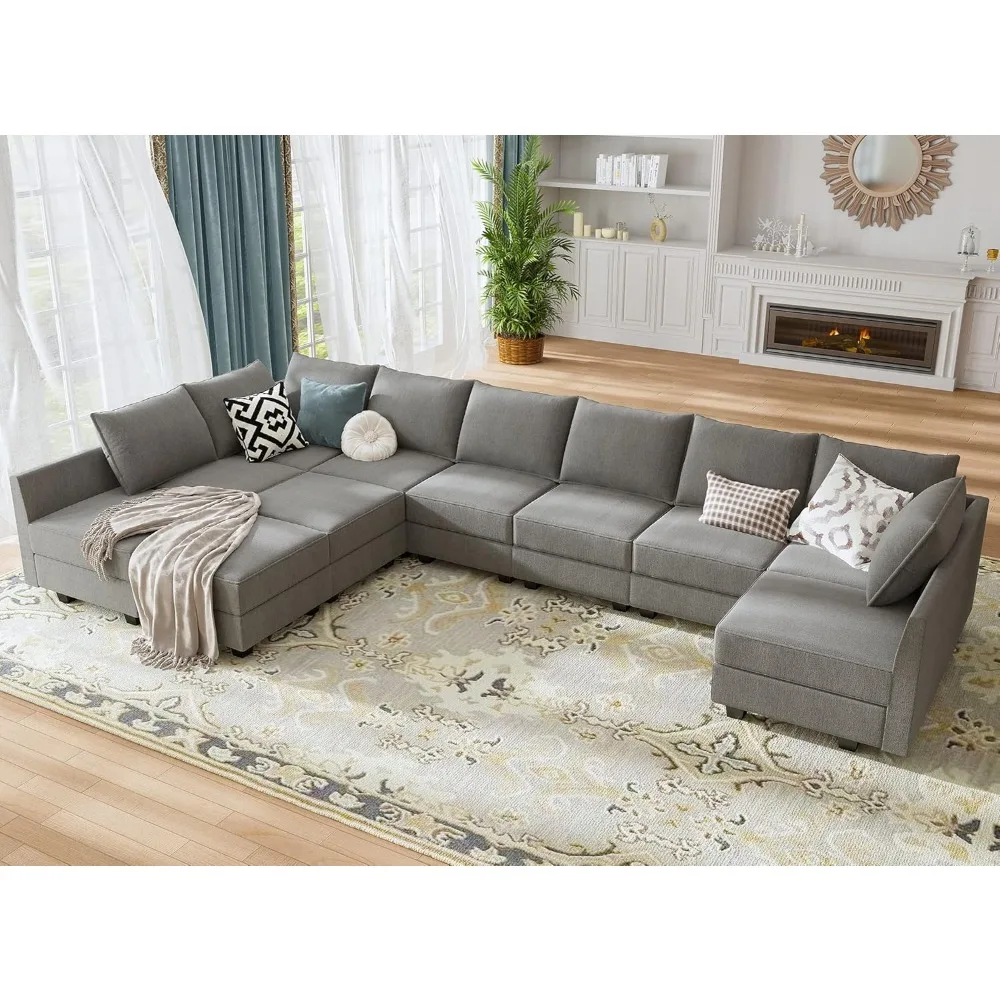 U Shaped Modular Sofa with Chaise ,with Grey  Storage, ,Living Room Sofas.