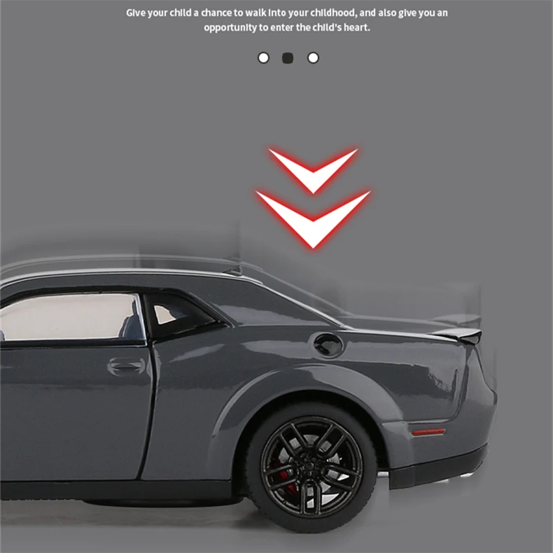 Modèle de voiture de sport Dodge Challenger SRT en alliage moulé sous pression et jouet en métal, simulation de voiture musculaire, son et lumière,