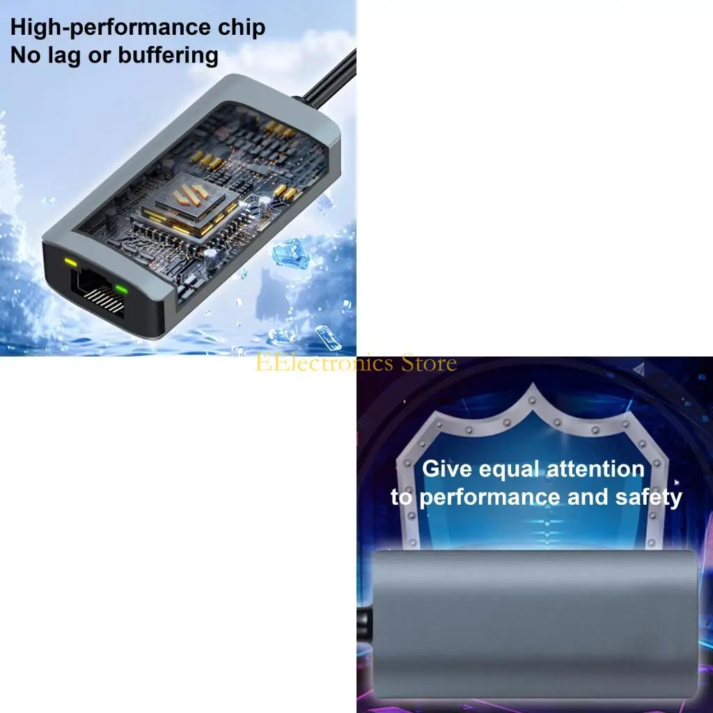 B03C سبائك الألومنيوم USB 3.2 نوع C إلى RJ45 محول الشبكة بسرعة 5 جيجابت في الثانية الأمثل لأجهزة الكمبيوتر المحمول سطح المكتب