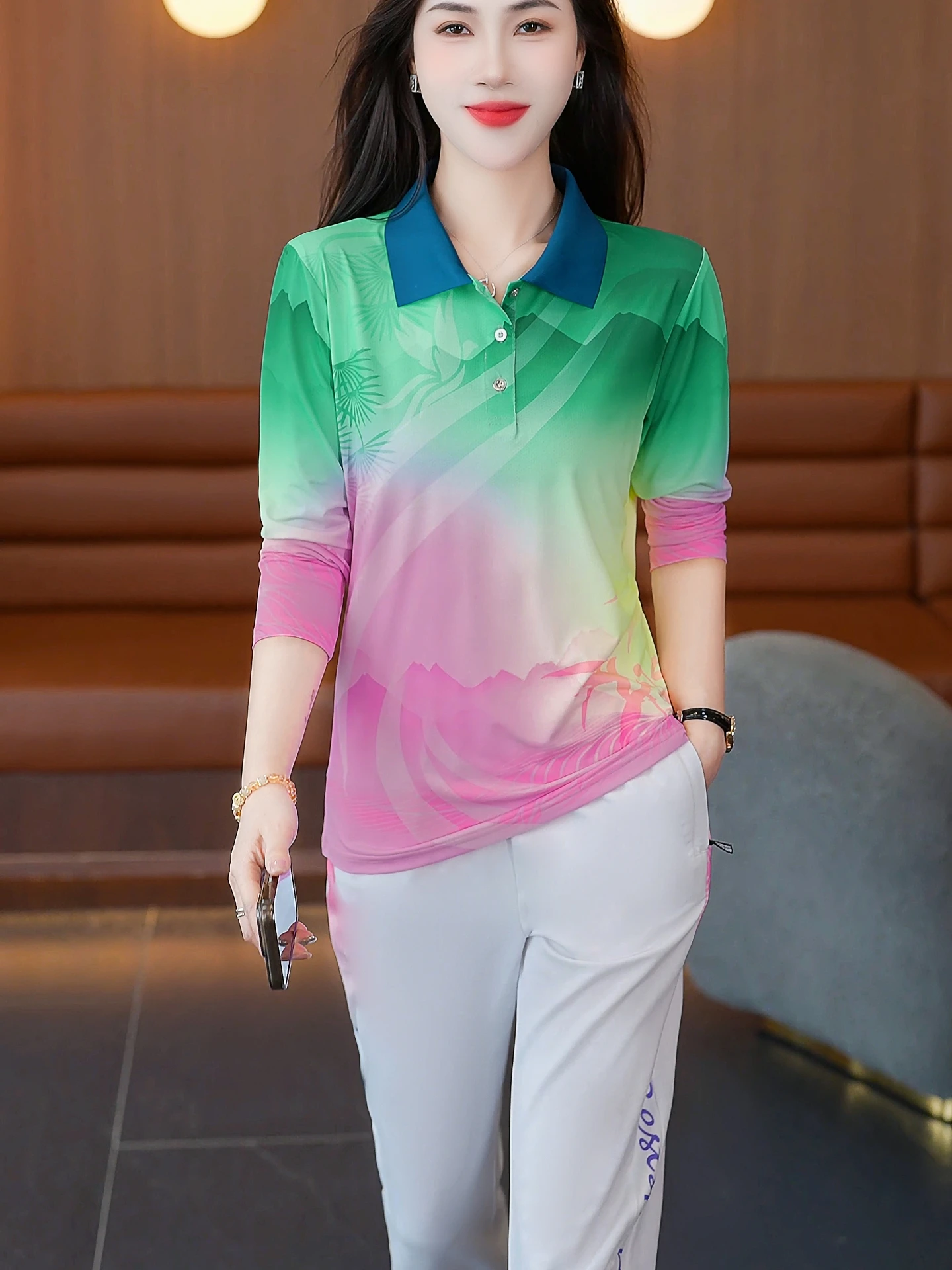 Qui Dry adient Color conjunto de ropa deportiva mujer primavera otoño nueva Faion traje de baile cuadrado correr mamá conjunto de dos piezas