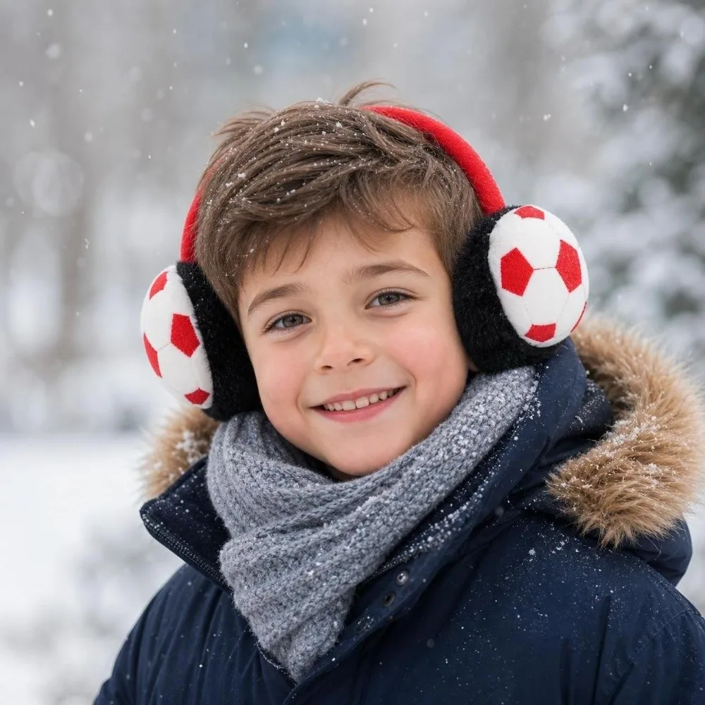 Thickened Football Kids Earmuffs Keep Warm Anti-Freeze Winter Ear Warmer Cold-proof Soft Ear Protection Earmuff Winter Outdoor