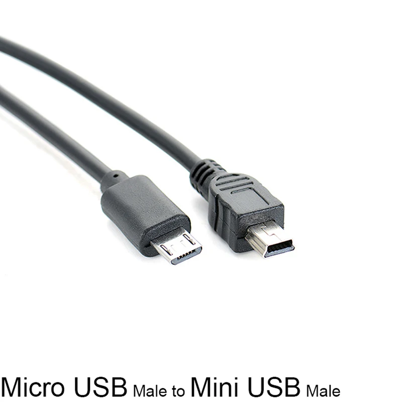 1pc Micro USB męski do Mini USB męski Adapter danych przewód konwertera kabel danych 25cm