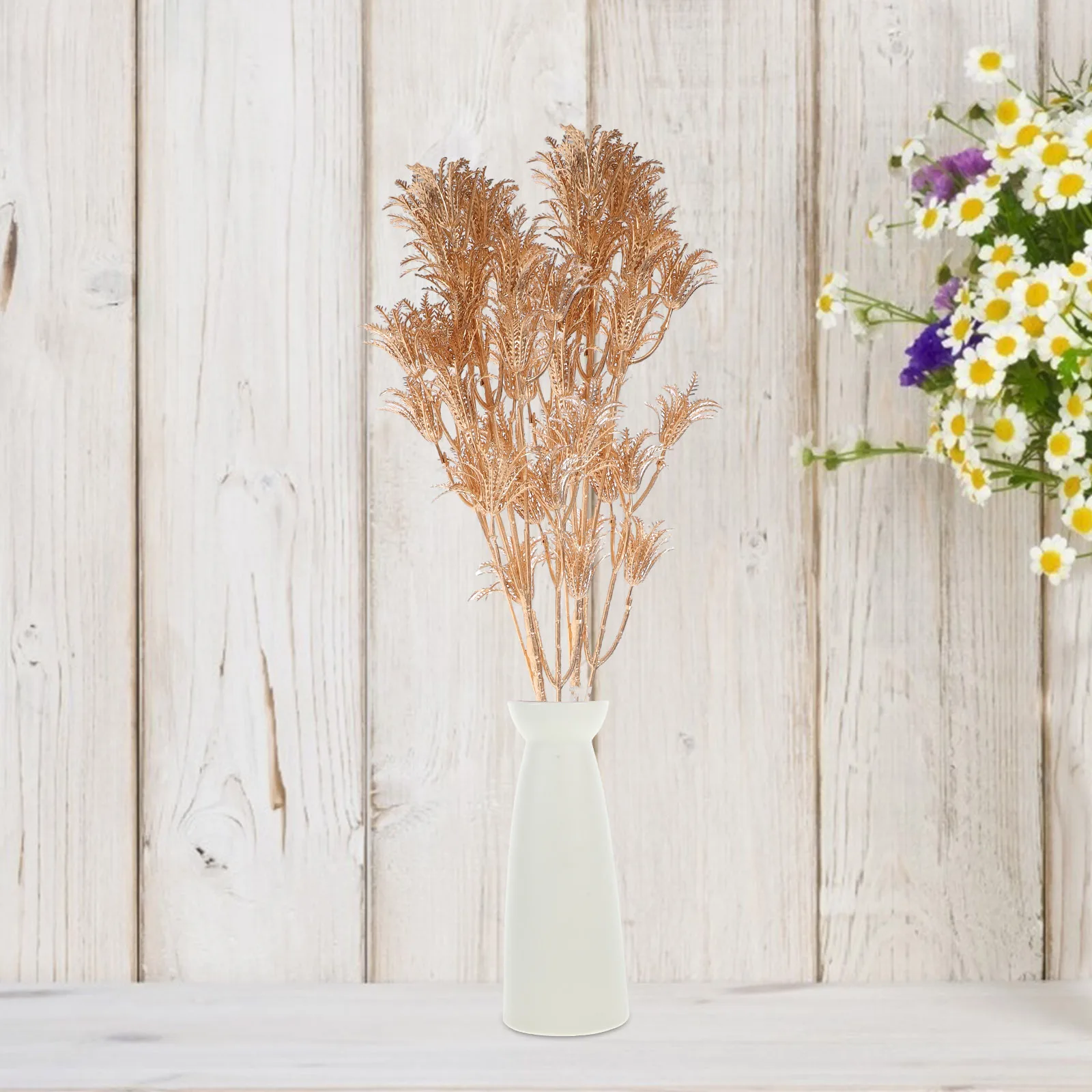 

Golden Simulated Flowers Artificial Fake Green Leaves Stem For Diy Flower Arranging Party Decor Home Decoration Lifelike