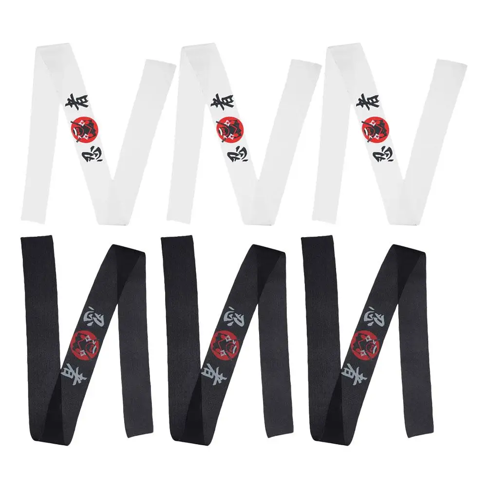 6 pezzi di fasce tradizionali morbide e traspiranti con stampa Ninja giapponese per le donne Karate Chef Bandana Samurai Cappello Fasce Karate