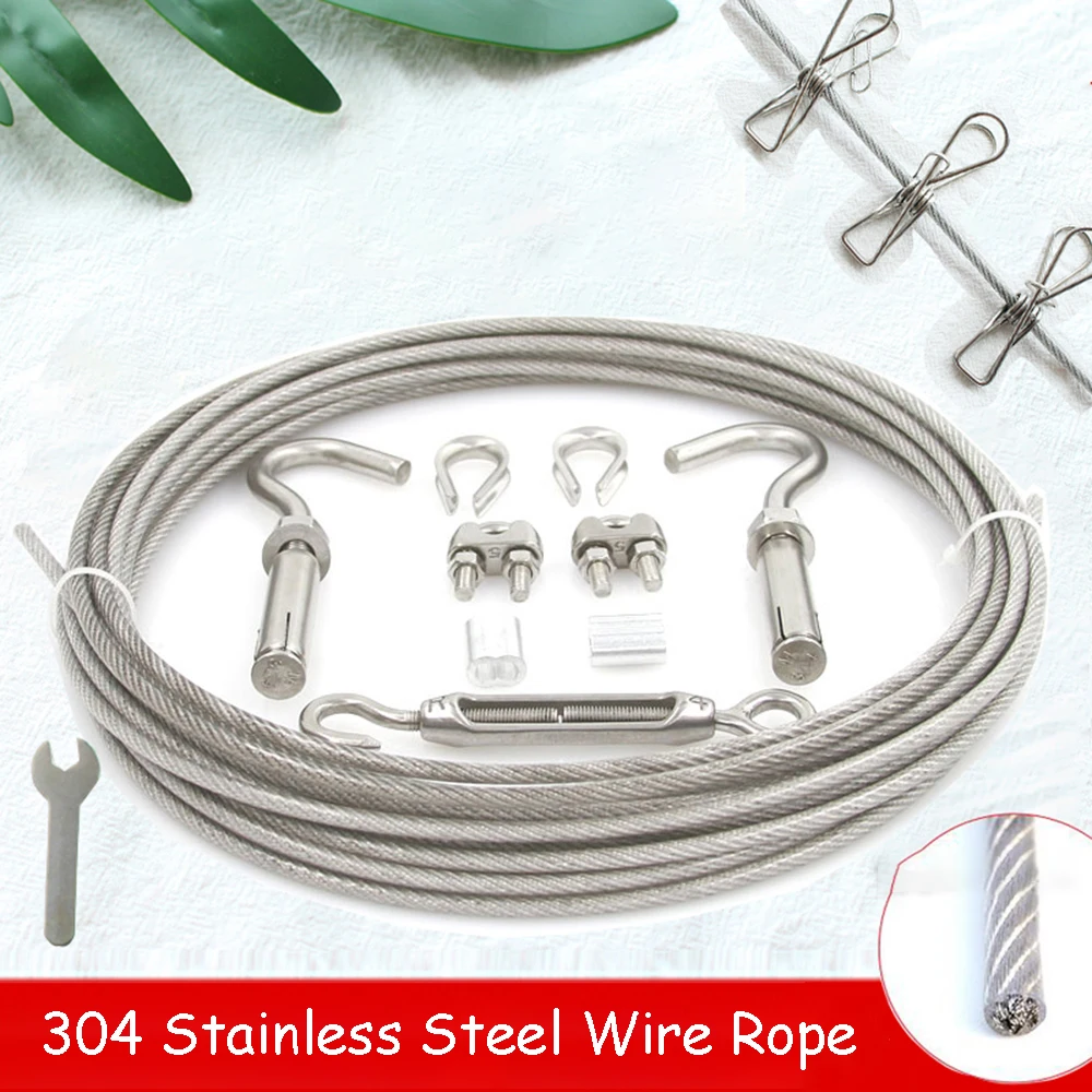 2-30 M Steel Rope Diameter 4/5mm Plastic Coated Soft Wire Rope 304 Stainless Steel Lifting Wire Rope Full Hard Wires Clothesline