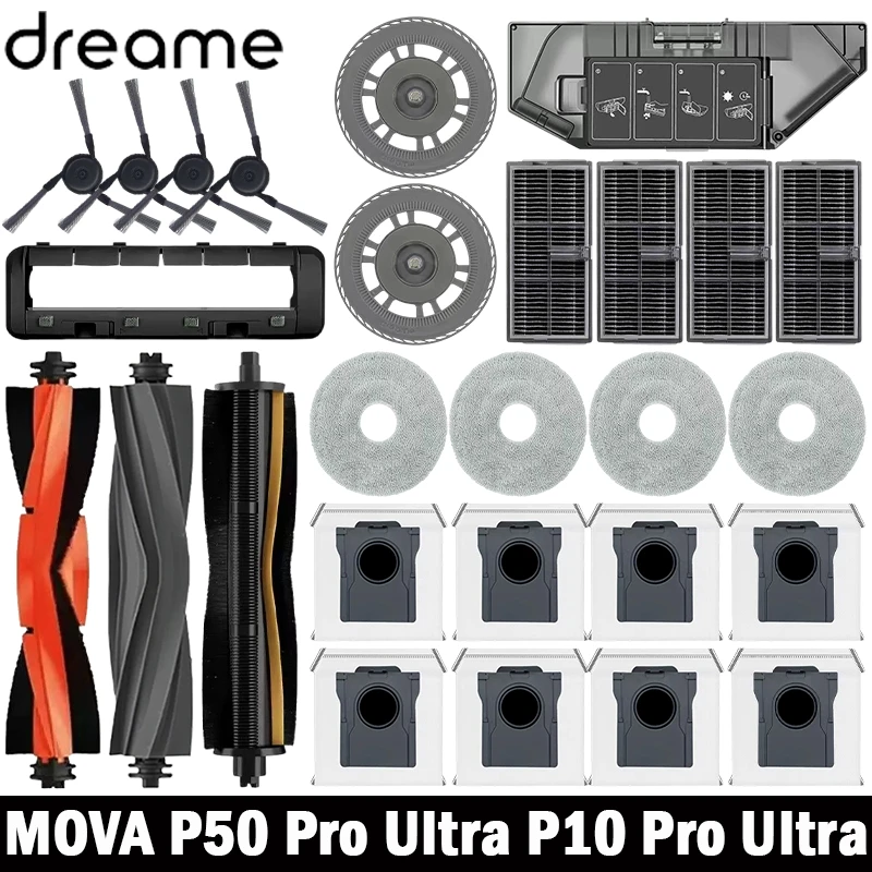 For Mova P50 Pro Ultra / Mova P10 Pro Ultra Vacuum Cleaner Replacement Accessories Main Side Brush Filter Mop Dust Bag