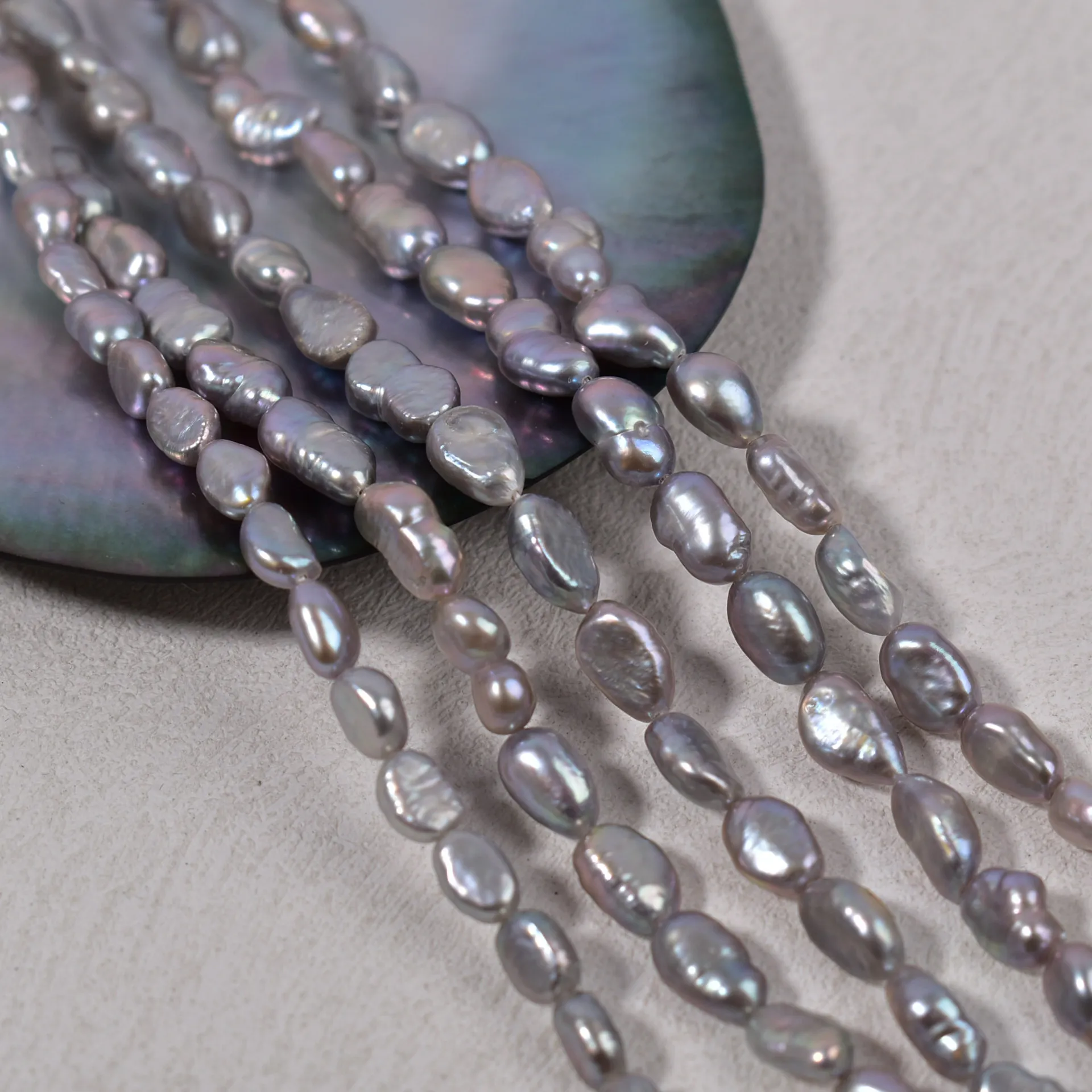 

5-6mm Irradiated Gray Double-Polished Natural Freshwater Pearl Necklace DIY Semi-Finished Necklace Materials Jewelry Accessories