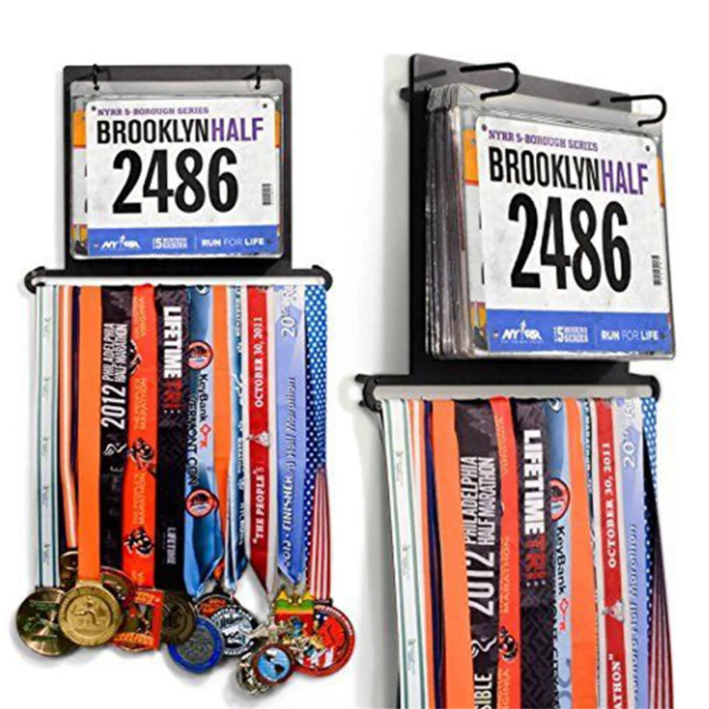 

Marathon Running Bib Holder With Bib Holder Medal Hanger Display, Hanging Medal Rack Display Square Shape Medal Holders For Home