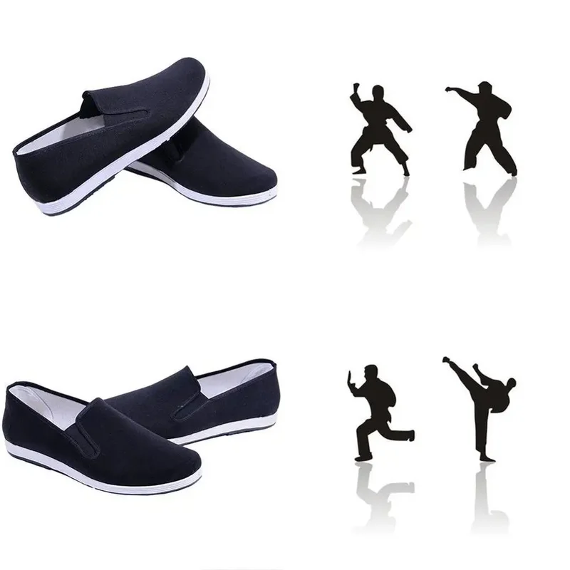 New Wushu Shoes Chinese Kungfu Shoes Chinese Traditional Kung Fu Shoes Black Tai Chi Old Peking Shoes Martial Art Sneakers 35~44