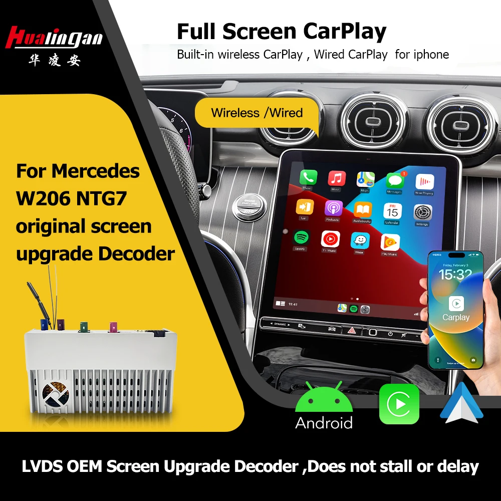 Hualingan android13 8 + 128GB CarPlay adapter for Mercedes-Benz C W206 ntg7.0 car screen Android Auto interface YouTube TikTok