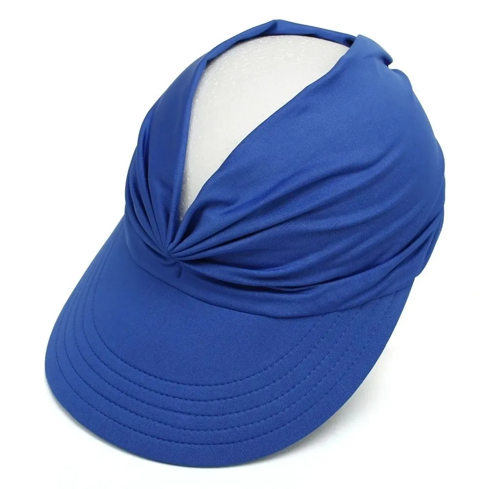 Solid Color Empty Top Women Beach Sun Hat Flexible Wide Brim Sun-Protection Cap Anti-UV Double-Sided Baseball Cap Outdoor Sport