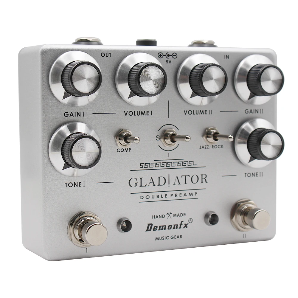 Demonfx GLAdiator Double Preamp Overdrive PEDAL, alta qualidade, novo