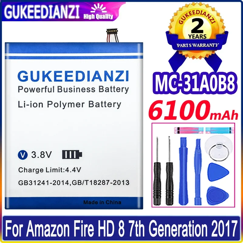 

Аккумулятор для планшета емкостью 6100 мАч для Amazon Fire HD 8 7-го поколения, выпуск 2017 года SX034QT, надежный источник питания