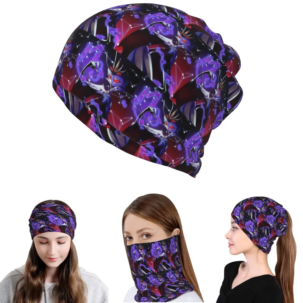

Helluva Boss Cartoon Bandana Neck Cover Wrap Mask Scarf Multi-use Headwear Beanies Hat Unisex Adult Washable