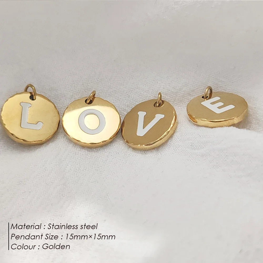 women 10PCS Stainless Steel Initial Charms Wholesale A-Z Golden Letter Pendant for Making Minimalism Necklace Women's Jewelry