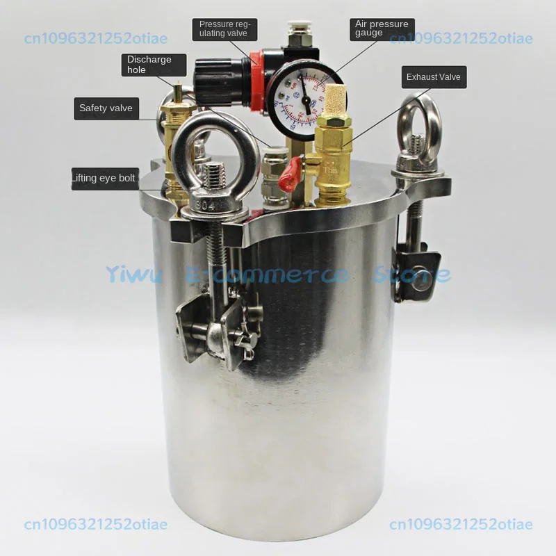 

NEW 3L Dispenser Pressure Tank 304 Stainless Steel Pressure Barrel Dispensing Valve Fluid Dispensing Storage Bucket BB