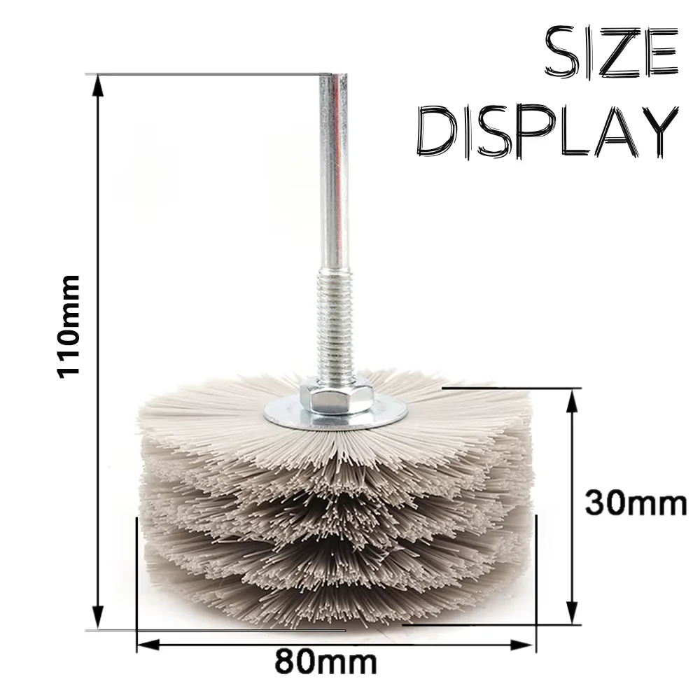 80mm Nylon Abrasive Wire Grinding Head Wheel Brush Electric Drill Polishing Brush for Metal Deburring Woodworking Grinding Brush