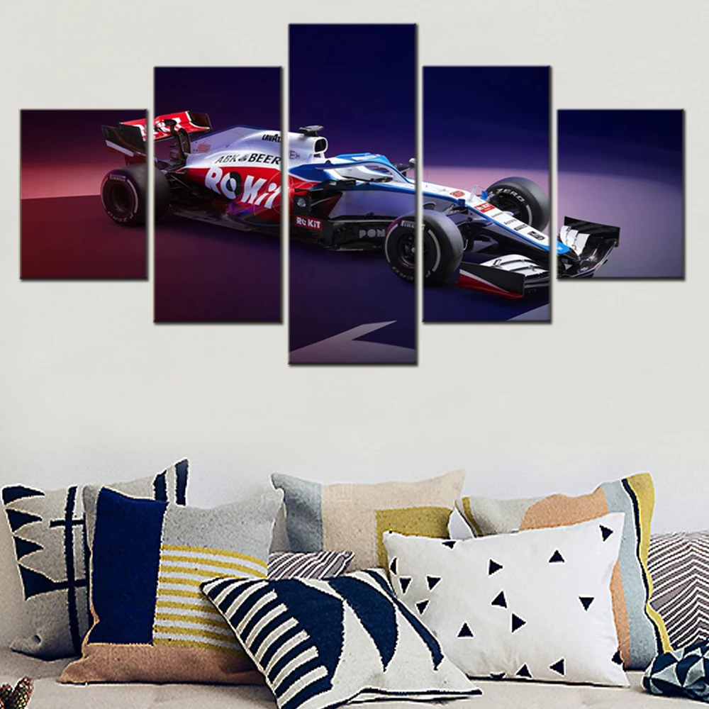 

Vehicle Canvas Wall Art for Living Room Poster Painting Formula 1 Racing Car Wallpaper Home Decor Modular Framework 5 Pieces Art