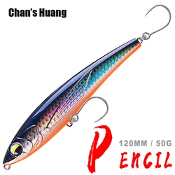 Chan's Huang 1PCS Long Casting Hard Bait Artificial Pike Tackle Lipless Crankbait Wobbler Pencil Sinking Lure Saltwater 12CM 50G