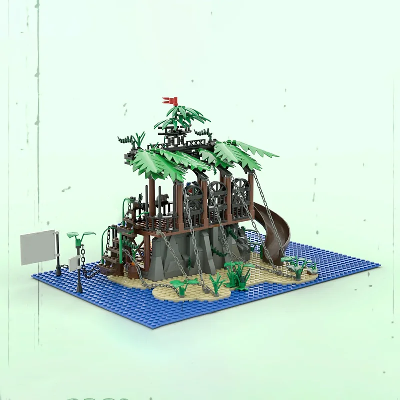 

377PCS Pirates Theme Stay Away Island Part II Cafeteria & Kitchen Model Modular Scene MOC DIY Building Blocks Birthday Toys Gift