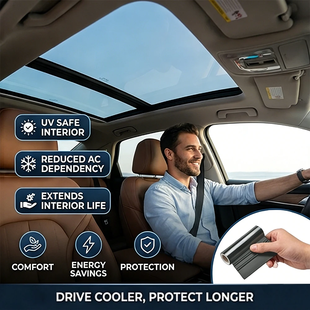 

Пленка TPH для автомобильного люка: теплоизоляционная, УФ-защитная, универсальная, для панорамных крыш, тонировочная, солнцезащитная, летняя охлаждающая пленка