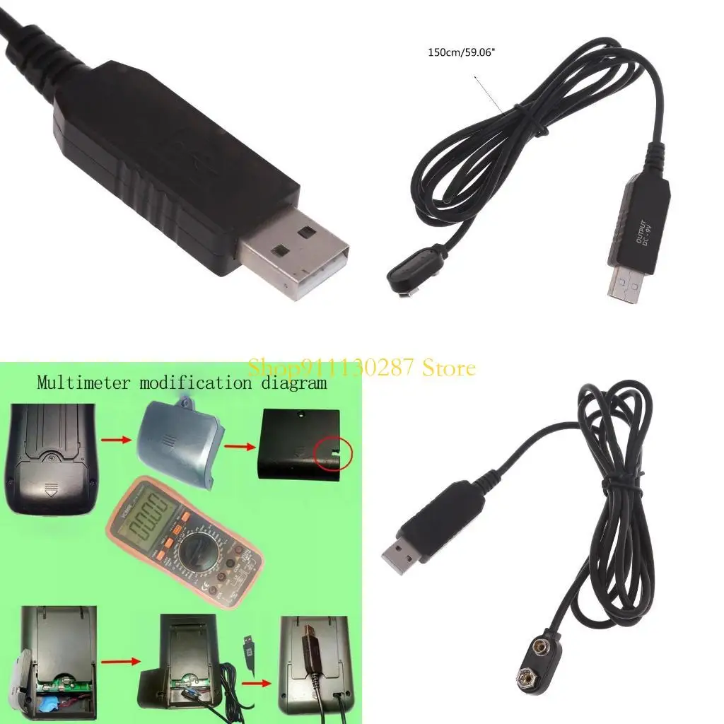 

J1HC Universal USB Mains Convert 6F22 9V Battery Eliminators Replace 9V Battery USB