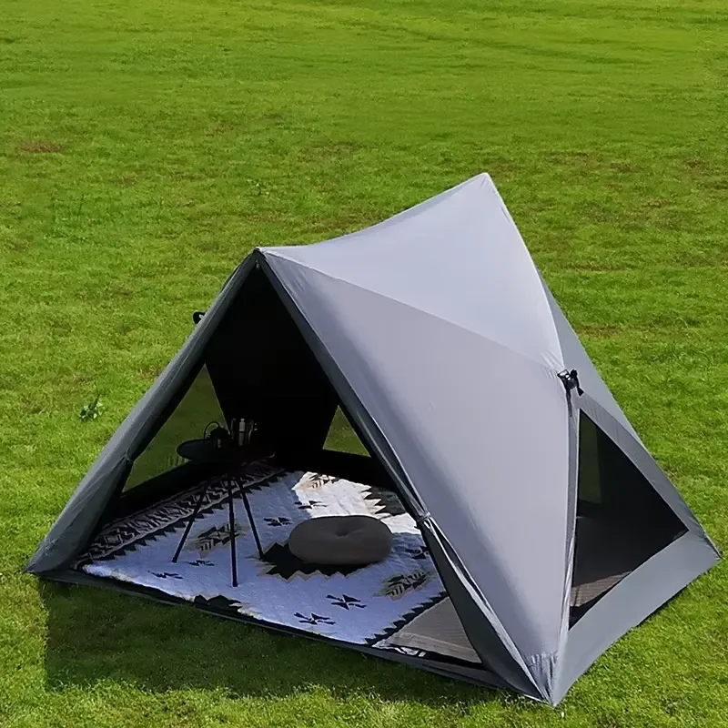Automatic Pop Up Triangle Tent 4 Season UPF50+ Single Layer 210D Vinyl Waterproof Outdoor Camping Canopy Shelter