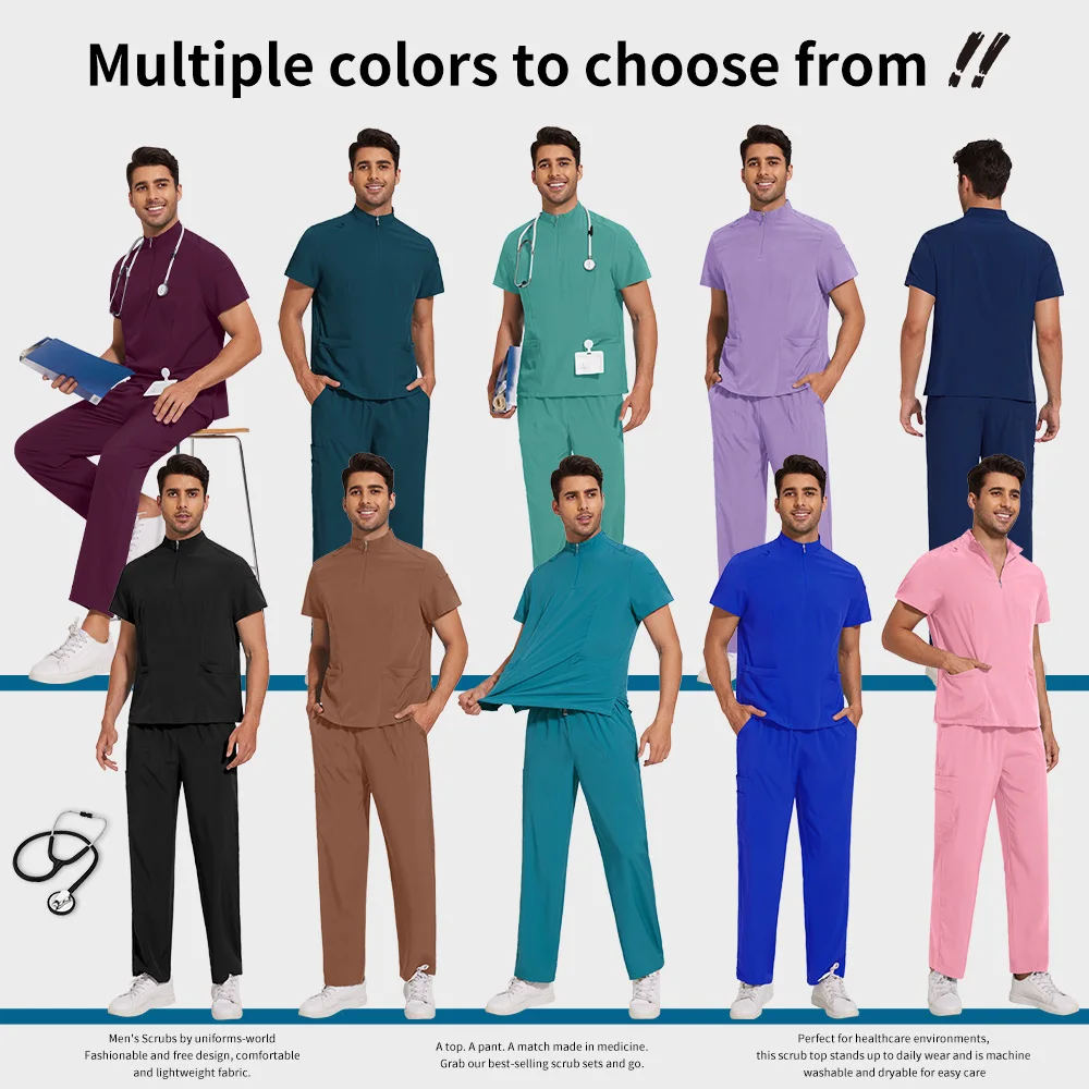 متعدد الألوان فرك موحدة الرجال قصيرة الأكمام طبيب الأسنان القمم + السراويل فرك مجموعة الحيوانات الأليفة طبيب فرك التمريض موحدة جراحة طبية عمال #5
