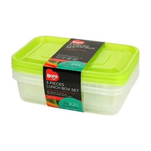 Bora Plastic BO537 Storage Container Rectangle Shallow 3 Set of 2,2lt