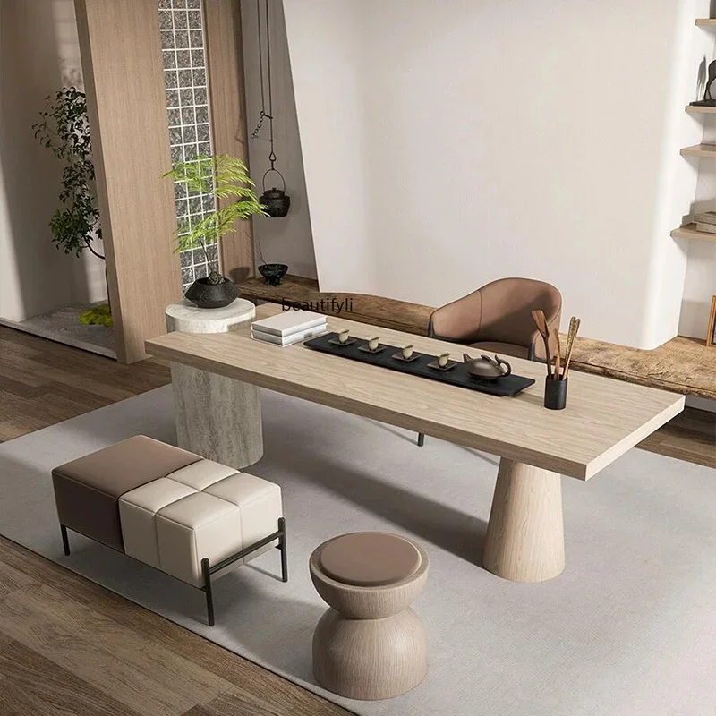 

New Chinese walnut solid wood tea table Classic retro light luxury tea table Tea table