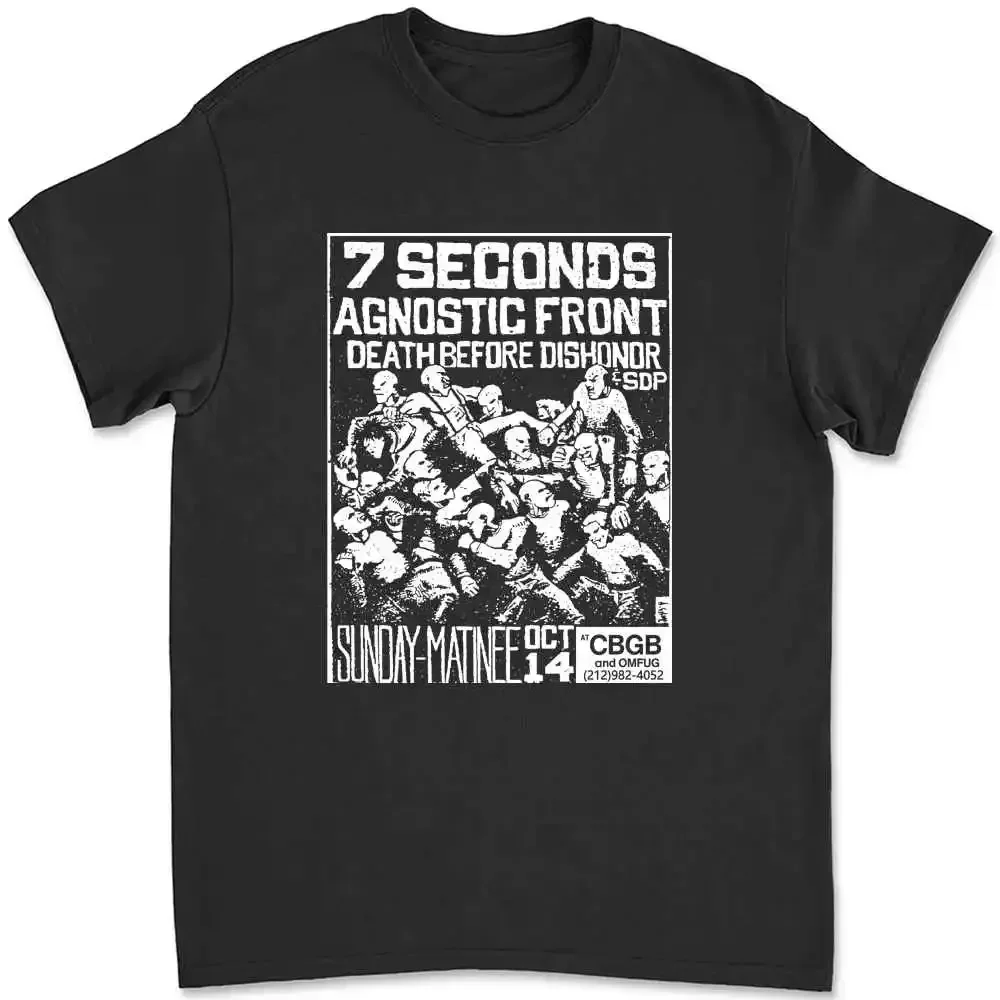 7 segundos frente agnostico en Cbgb antiguo Punk Rock concierto Flyer camiseta STID