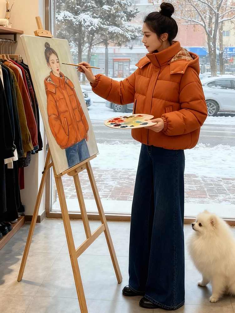 Kurtka damska zimowa z bawełny puchowej, zapinana na zamek, w stylu koreańskim, ciepła, modna, przeciwstarzeniowa odzież wierzchnia na ulicę.