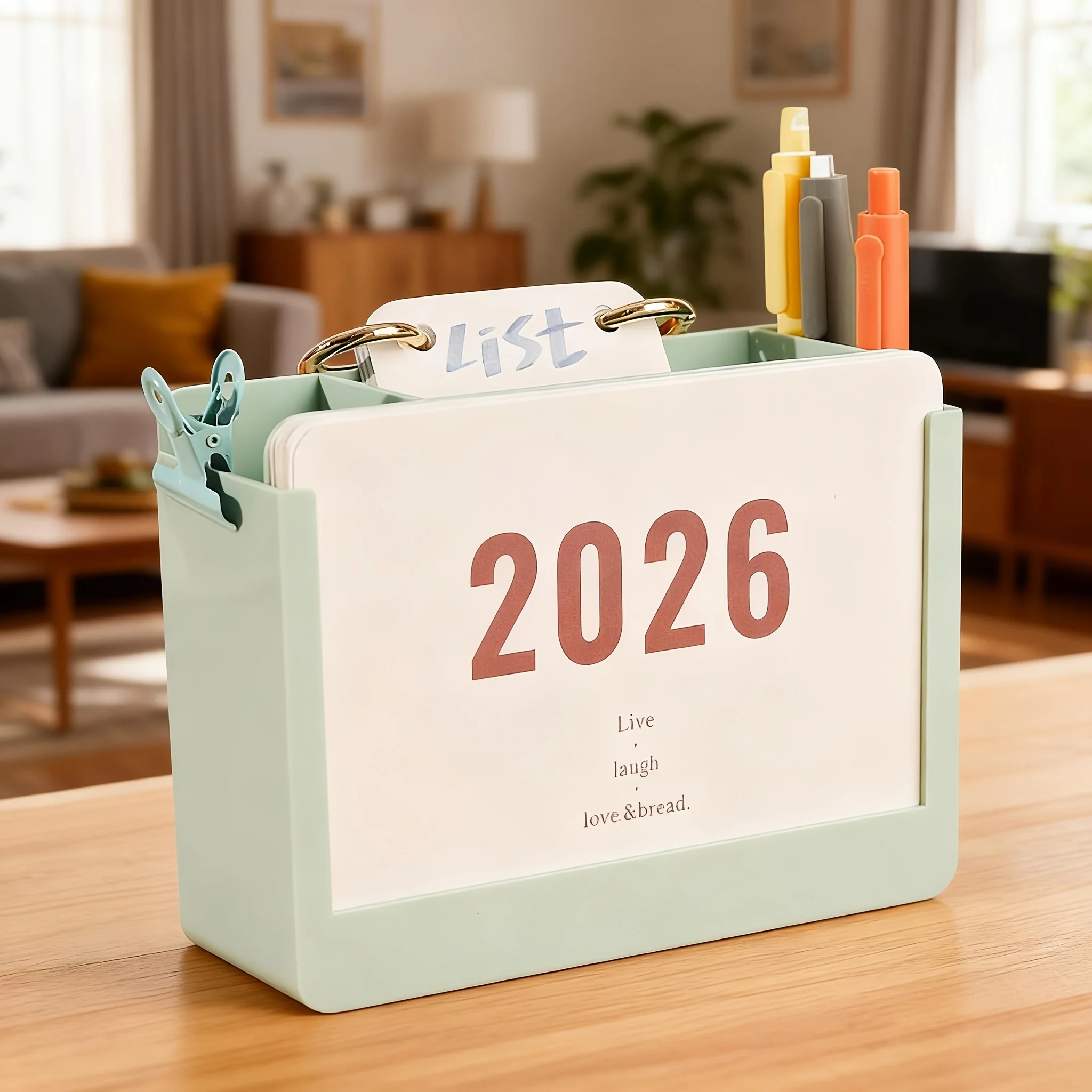 

2026 Desktop Calendar with Storage Box Cute Pen Holder Storage Box and Notepad for Home Office Decoration Calendar Planner