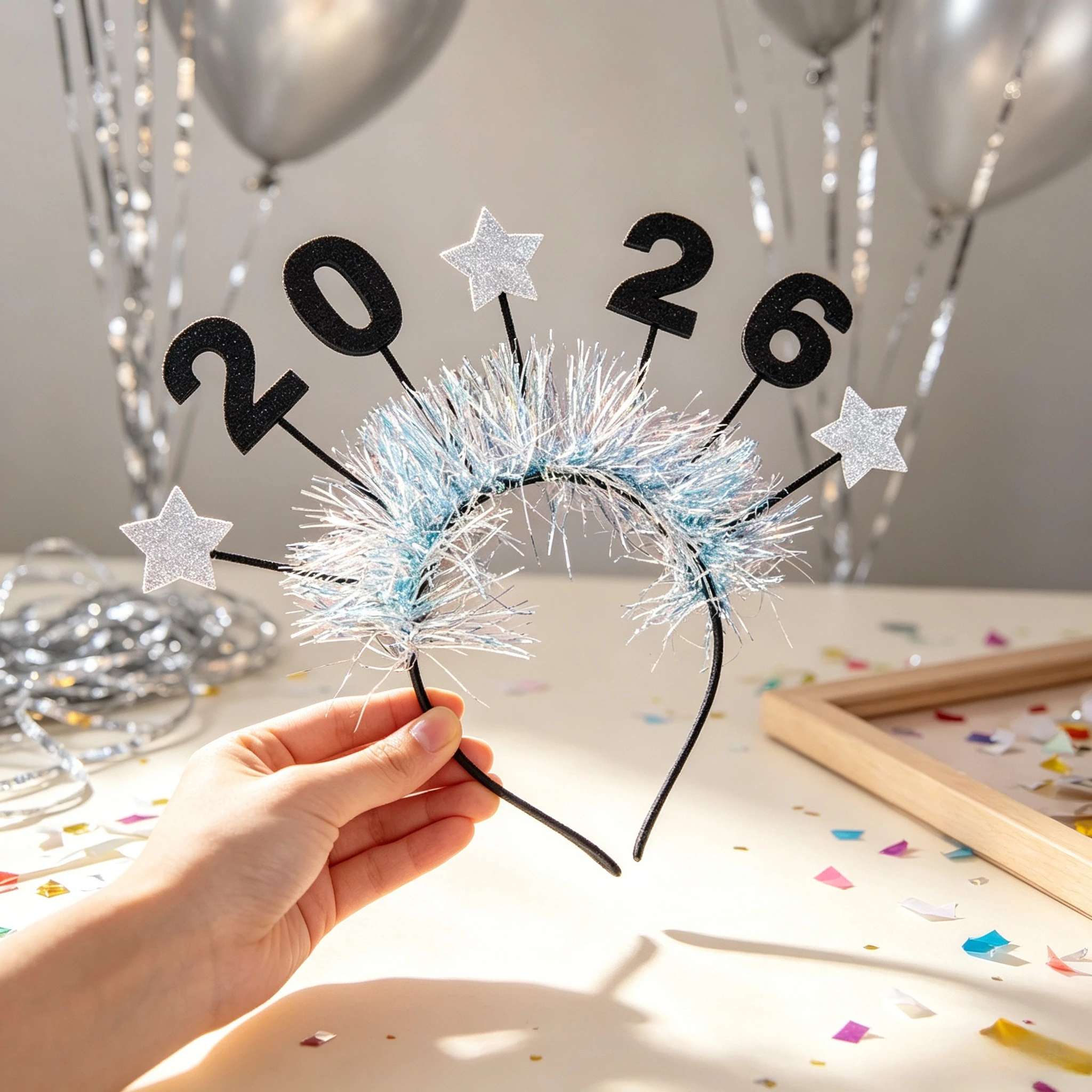 2026 New Year Headband Christmas Party Hair Hoop Holiday Decor Kid Adult Hair Accessory Celebration Stage Festival Glitter Props
