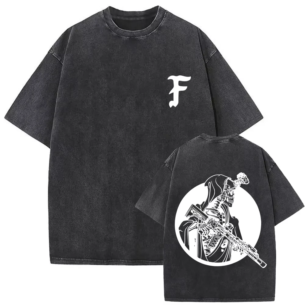 

Washed Vintage Forward Observations Group Skeleton Print Tshirt Men Women Casual Cotton Crewneck T Shirt Man Oversized T-shirts