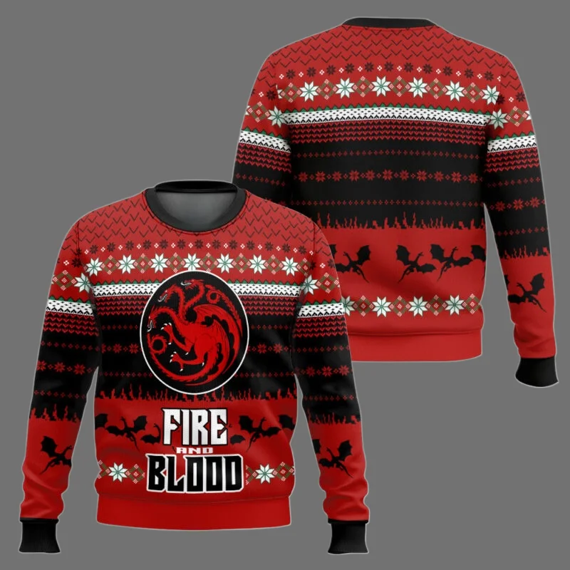 Game of Thrones Ugly Christmas Sweater Holiday Style Knitted Sweater Retro Nordic Pattern Holiday Party Personalized Dress